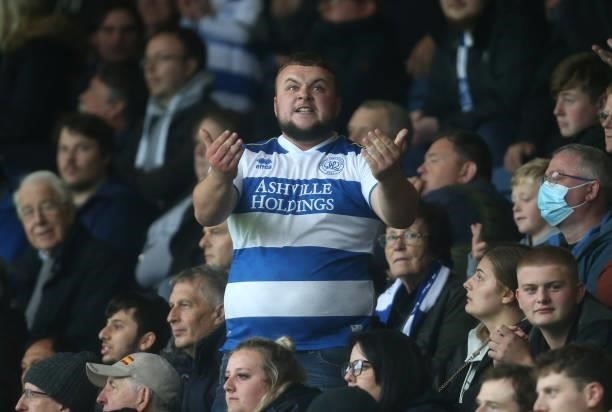 Fan during the Sky Bet Championship match between Queens Park Rangers and Preston North End at The Kiyan Prince Foundation Stadium on October 2, 2021...