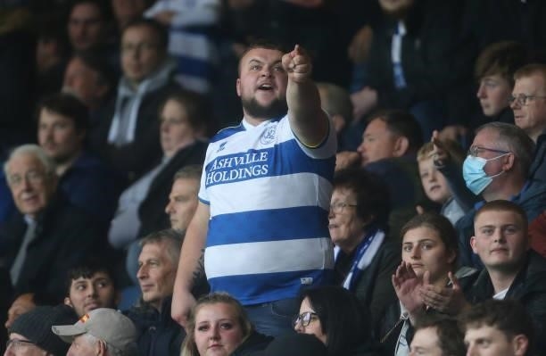 Fan during the Sky Bet Championship match between Queens Park Rangers and Preston North End at The Kiyan Prince Foundation Stadium on October 2, 2021...
