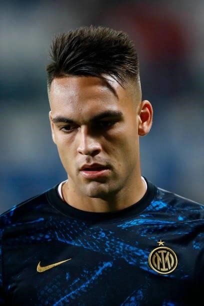 Lautaro Martinez of FC Internazionale looks on prior to the Serie A match between US Sassuolo and FC Internazionale at Mapei Stadium - Citta' del...