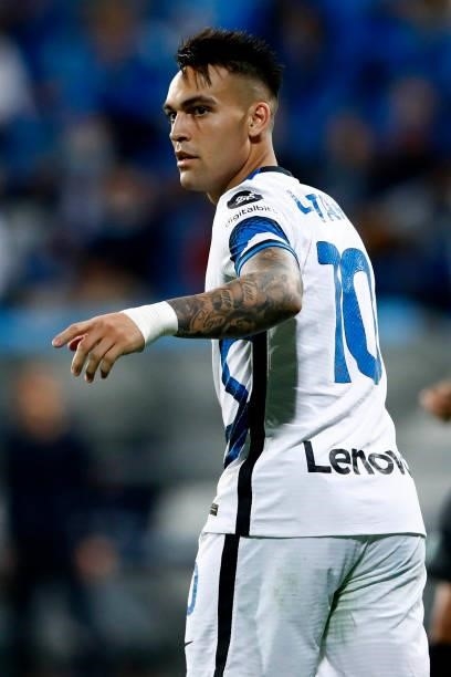 Lautaro Martinez of FC Internazionale looks on during the Serie A match between US Sassuolo and FC Internazionale at Mapei Stadium - Citta' del...
