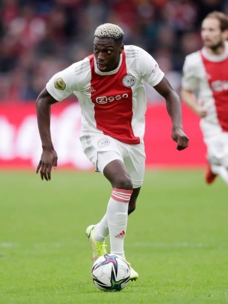 Mohamed Daramy of Ajax during the Dutch Eredivisie match between Ajax v FC Utrecht at the Johan Cruijff Arena on October 3, 2021 in Amsterdam...