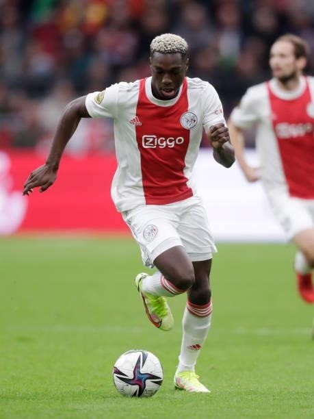 Mohamed Daramy of Ajax during the Dutch Eredivisie match between Ajax v FC Utrecht at the Johan Cruijff Arena on October 3, 2021 in Amsterdam...
