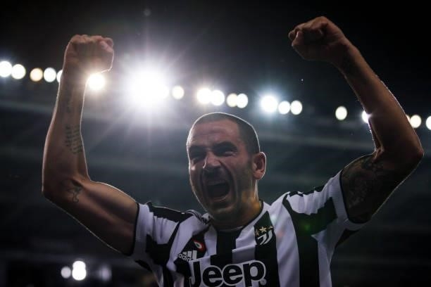 Juventus defender Leonardo Bonucci celebrates victory after the Serie A football match n.7 TORINO - JUVENTUS on October 02, 2021 at the Stadio...
