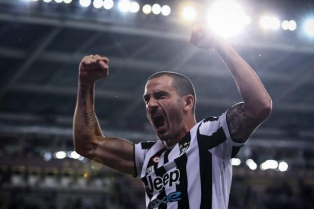 Juventus defender Leonardo Bonucci celebrates victory after the Serie A football match n.7 TORINO - JUVENTUS on October 02, 2021 at the Stadio...