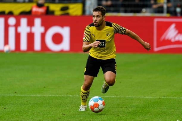 Raphael Guerreiro of Borussia Dortmund controls the ball during the Bundesliga match between Borussia Dortmund and FC Augsburg at Signal Iduna Park...