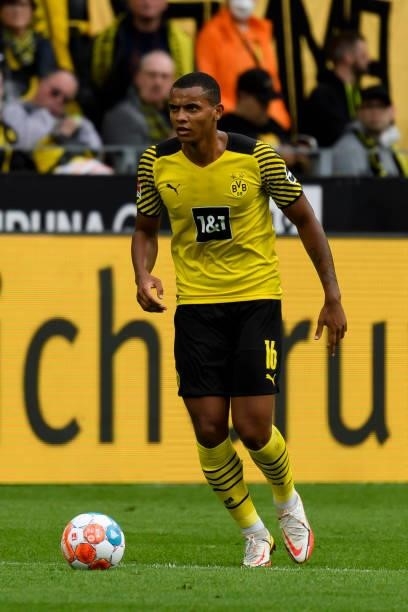 Manuel Akanji of Borussia Dortmund controls the ball during the Bundesliga match between Borussia Dortmund and FC Augsburg at Signal Iduna Park on...