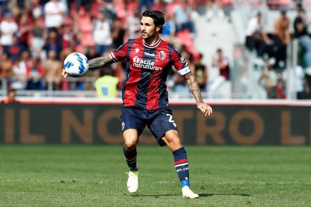 Roberto Soriano of Bologna Fc controls the ball during the Serie A match between Bologna FC v SS Lazio at Stadio Renato Dall'Ara on October 3, 2021...
