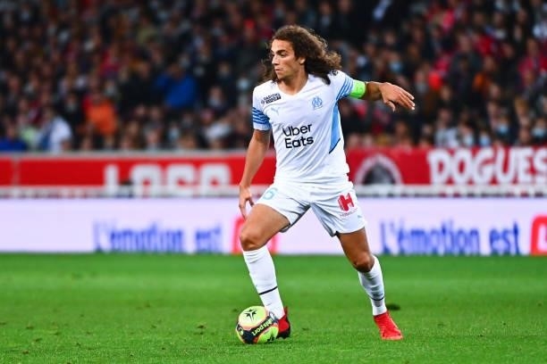 Matteo GUENDOUZI of Marseille during the Ligue 1 Uber Eats match between Lille and Marseille at Stade Pierre Mauroy on October 3, 2021 in Lille,...