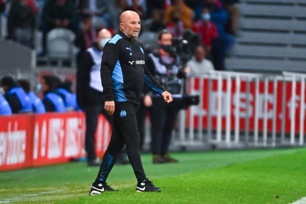 Jorge SAMPAOLI of Marseille during the Ligue 1 Uber Eats match between Lille and Marseille at Stade Pierre Mauroy on October 3, 2021 in Lille, France.