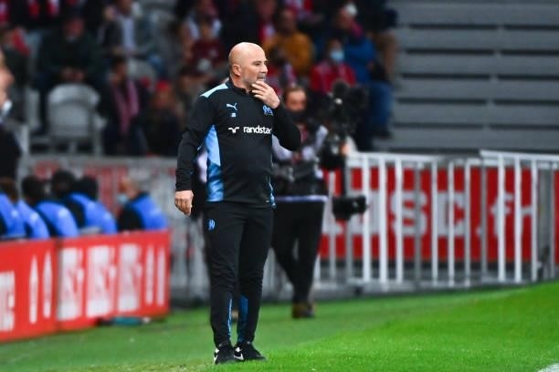 Jorge SAMPAOLI of Marseille during the Ligue 1 Uber Eats match between Lille and Marseille at Stade Pierre Mauroy on October 3, 2021 in Lille, France.