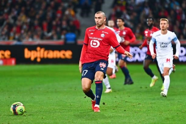 Burak YILMAZ of Lille during the Ligue 1 Uber Eats match between Lille and Marseille at Stade Pierre Mauroy on October 3, 2021 in Lille, France.