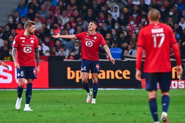 Sven BOTMAN of Lille during the Ligue 1 Uber Eats match between Lille and Marseille at Stade Pierre Mauroy on October 3, 2021 in Lille, France.