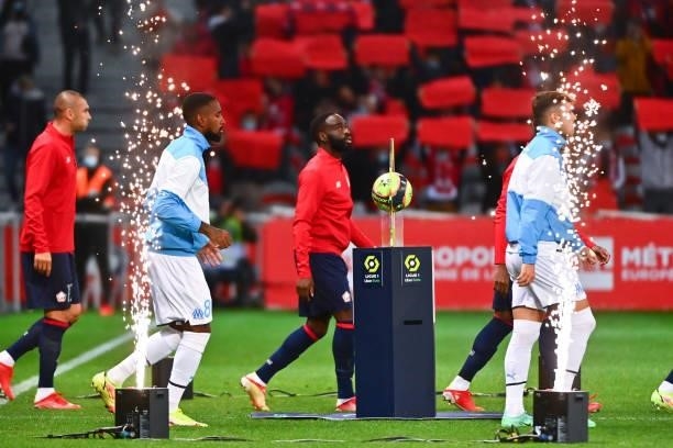 Jonathan IKONE of Lille during the Ligue 1 Uber Eats match between Lille and Marseille at Stade Pierre Mauroy on October 3, 2021 in Lille, France.