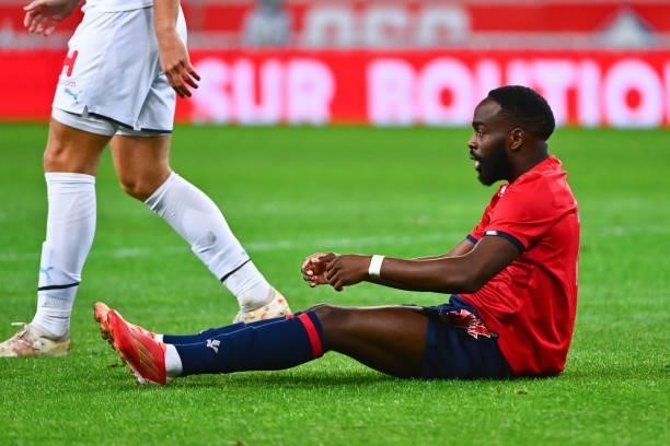 Jonathan IKONE of Lille during the Ligue 1 Uber Eats match between Lille and Marseille at Stade Pierre Mauroy on October 3, 2021 in Lille, France.