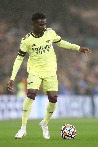 Bukayo Saka of Arsenal during the Premier League match between Brighton & Hove Albion and Arsenal at American Express Community Stadium on October 2,...
