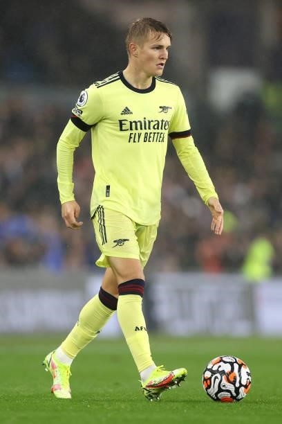 Martin Odegaard of Arsenal during the Premier League match between Brighton & Hove Albion and Arsenal at American Express Community Stadium on...