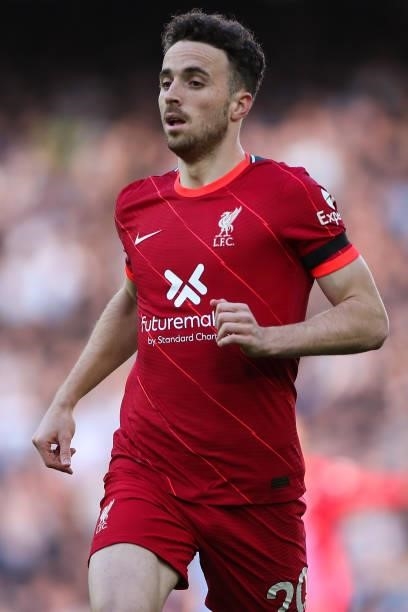 Diogo Jota of Liverpool during the Premier League match between Liverpool and Manchester City at Anfield on October 3, 2021 in Liverpool, England.