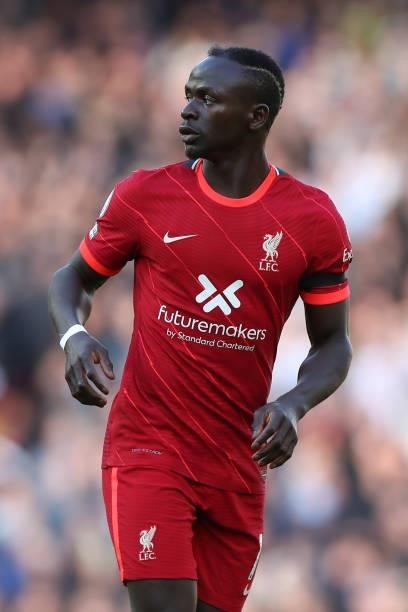Sadio Mane of Liverpool during the Premier League match between Liverpool and Manchester City at Anfield on October 3, 2021 in Liverpool, England.