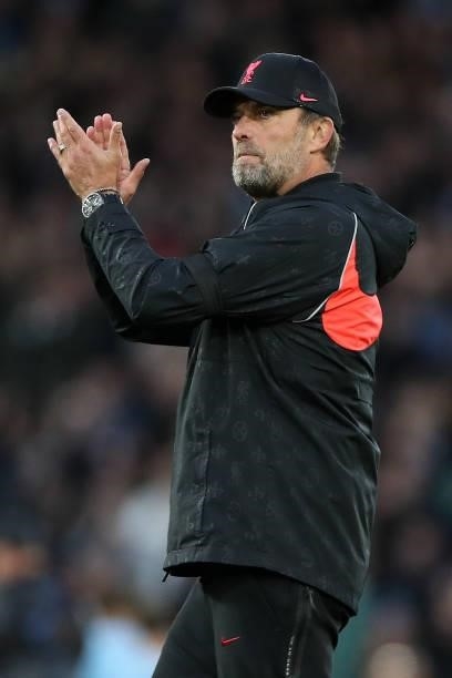 Jurgen Klopp the head coach / manager of Liverpool during the Premier League match between Liverpool and Manchester City at Anfield on October 3,...