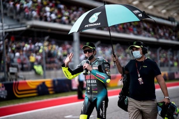 Valentino Rossi of Italy on the grid during the Red Bull Grand Prix of the Americas - Race day at Circuit of The Americas on October 3, 2021 in...