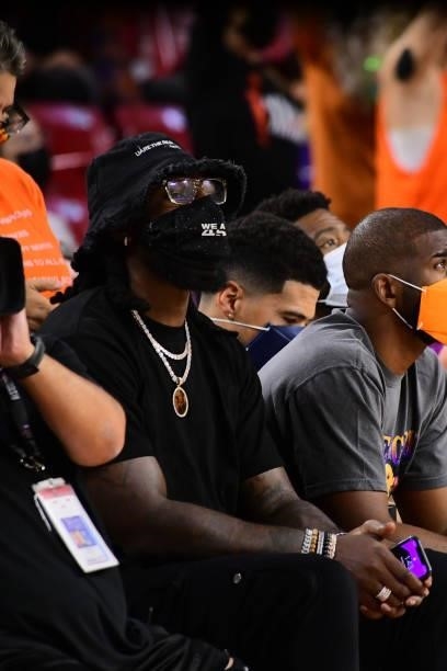 Jae Crowder of the Phoenix Suns attends the game between the Phoenix Mercury and the Las Vegas Aces during Game Three of the 2021 WNBA Semifinals on...