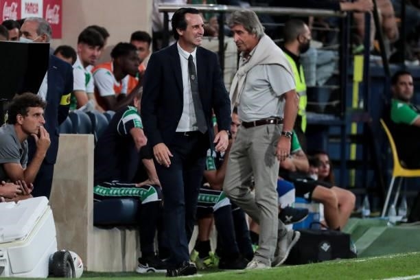 Villarreal's Head coach Unai Emery and Head manager of Real Betis Manuel Pellegrini during La Liga match between Villarreal CF and Real Betis...