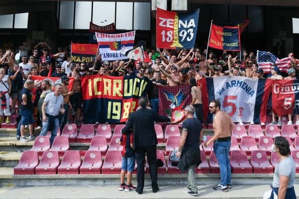 Andres Blazquez frontman of 777 Partners new owner of Genoa CFC with supporters of Genoa CFC on the stands during the Serie A match between US...