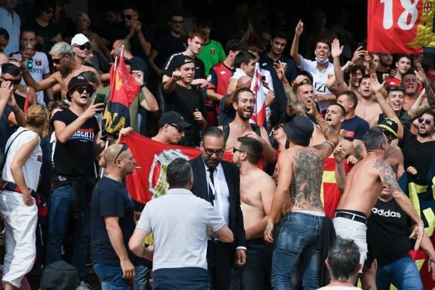 Andres Blazquez frontman of 777 Partners new owner of Genoa CFC with supporters of Genoa CFC on the stands during the Serie A match between US...