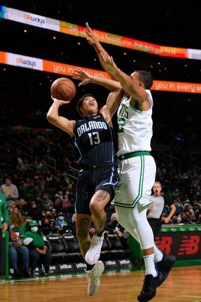 Hampton of the Orlando Magic shoots the ball during the game against the Boston Celtics on October 4, 2021 at the TD Garden in Boston, Massachusetts....