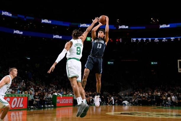 Hampton of the Orlando Magic shoots the ball during the game against the Boston Celtics on October 4, 2021 at the TD Garden in Boston, Massachusetts....