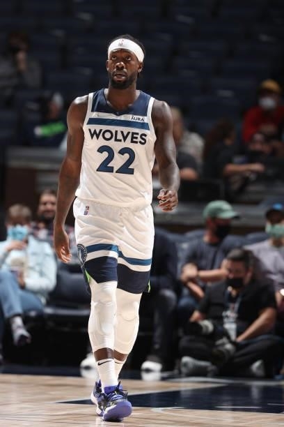 Patrick Beverley of the Minnesota Timberwolves looks on during the game against the New Orleans Pelicans during a pre-season game on October 4, 2021...