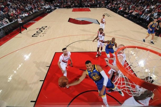 Otto Porter Jr. #32 of the Golden State Warriors shoots the ball during a preseason game against the Portland Trail Blazers on October 4, 2021 at the...