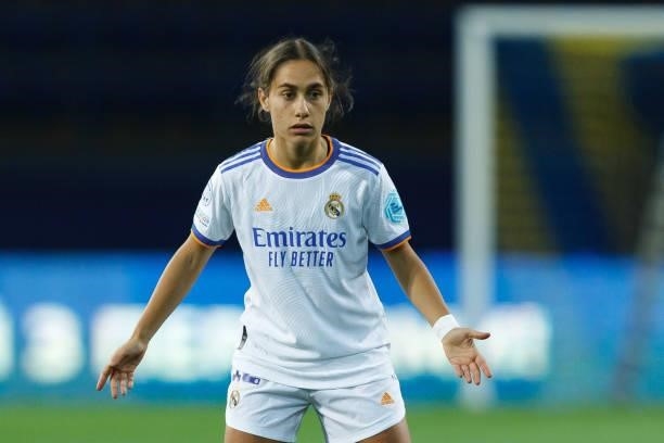 Lorena Navarro of Real Madrid looks on during the UEFA Women's Champions League group B match between WFC Zhytlobud-1 Kharkiv and Real Madrid at...