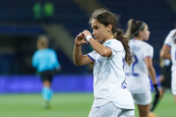 Lorena Navarro of Real Madrid celebrates after scoring his team's first goal during the UEFA Women's Champions League group B match between WFC...