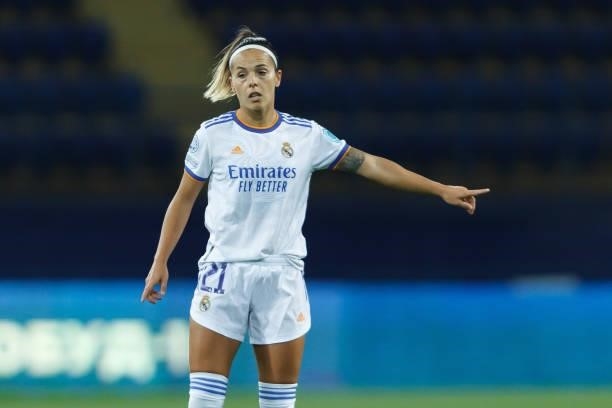 Claudia Zornoza of Real Madrid gestures during the UEFA Women's Champions League group B match between WFC Zhytlobud-1 Kharkiv and Real Madrid at...