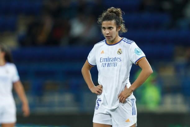 Claudia Florentino of Real Madrid looks on during the UEFA Women's Champions League group B match between WFC Zhytlobud-1 Kharkiv and Real Madrid at...