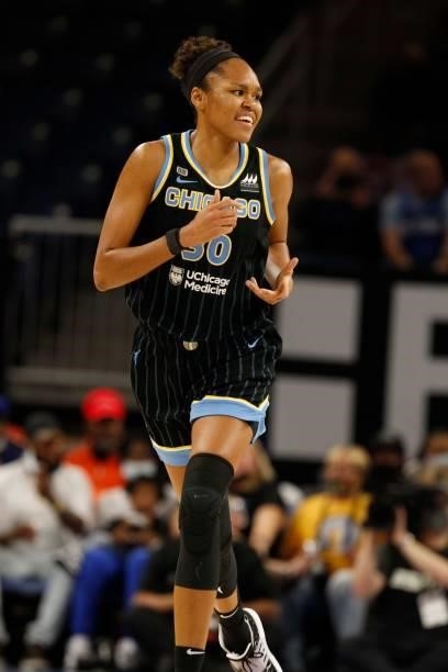 Azura Stevens of the Chicago Sky runs down the court during the game against the Connecticut Sun during Game 4 of the 2021 WNBA Semifinals on October...