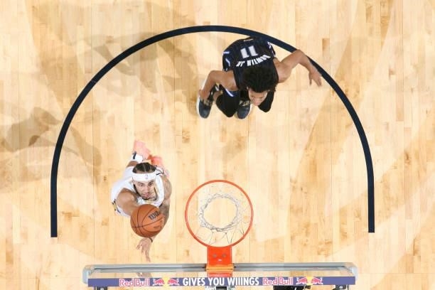 Jose Alvarado of the New Orleans Pelicans shoots the ball during a preseason game against the Orlando Magic on October 6, 2021 at the Smoothie King...