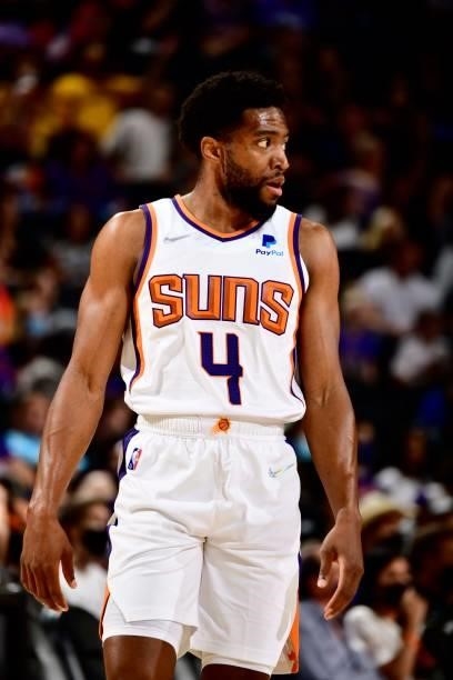 Chasson Randle of the Phoenix Suns looks on during the game against the Los Angeles Lakers during a preseason game on October 6, 2021 at Footprint...