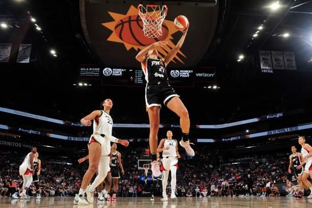 Brianna Turner of the Phoenix Mercury drives to the basket against the Las Vegas Aces during Game Four of the 2021 WNBA Semifinals on October 6, 2021...