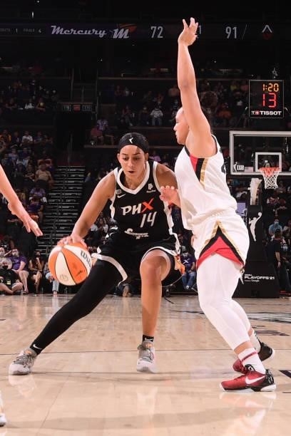Bria Hartley of the Phoenix Mercury drives to the basket against the Las Vegas Aces during Game Four of the 2021 WNBA Semifinals on October 6, 2021...