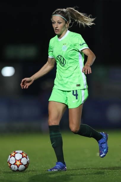 Kathrin Hendrich of Wolfsburg during the UEFA Women's Champions League group A match between Chelsea FC Women and VfL Wolfsburg at Kingsmeadow on...
