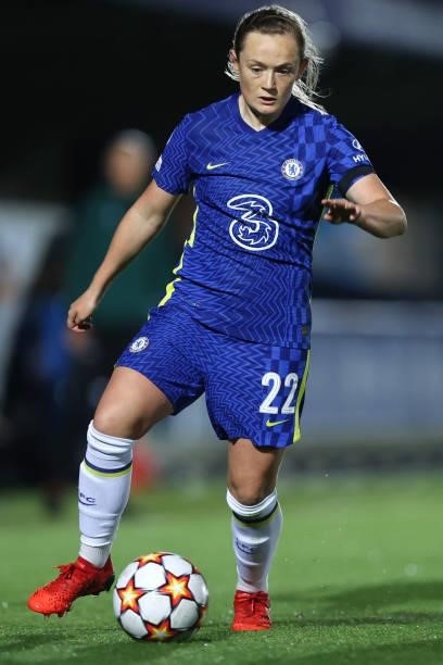 Erin Cuthbert of Chelsea during the UEFA Women's Champions League group A match between Chelsea FC Women and VfL Wolfsburg at Kingsmeadow on October...