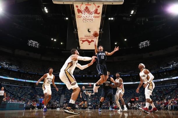 Hampton of the Orlando Magic shoots the ball against the New Orleans Pelicans during a preseason game on October 6, 2021 at the Smoothie King Center...