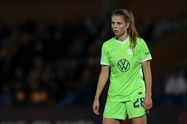Tabea Wabmuth of VfL Wolfsburg looks on during the UEFA Women's Champions League group A match between Chelsea FC Women and VfL Wolfsburg at...