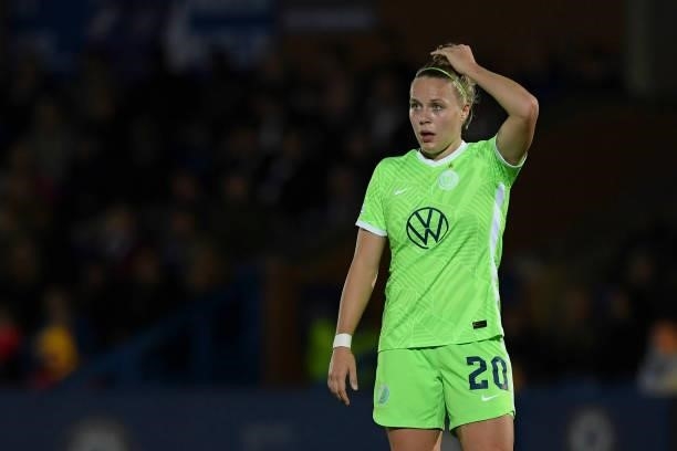 Pia-Sophie Wolter of VfL Wolfsburg looks on during the UEFA Women's Champions League group A match between Chelsea FC Women and VfL Wolfsburg at...