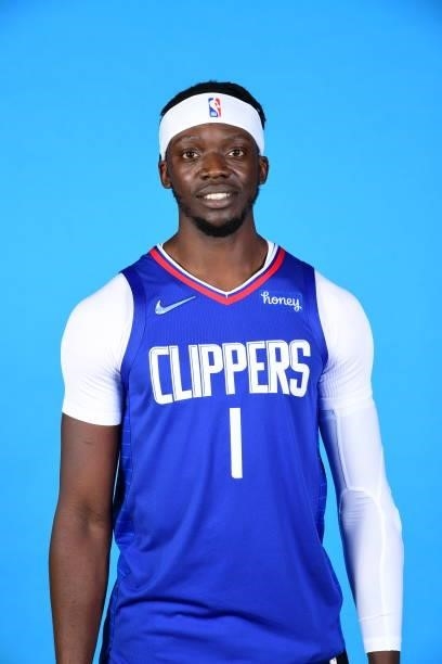 Reggie Jackson of the LA Clippers poses for a head shot prior to a preseason game on October 6, 2021 at STAPLES Center in Los Angeles, California....