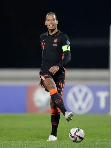 Virgil van Dijk of Holland during the U21 Men match between Switzerland v Holland at the Stadium La Tuiliere on October 8, 2021 in Lausanne...