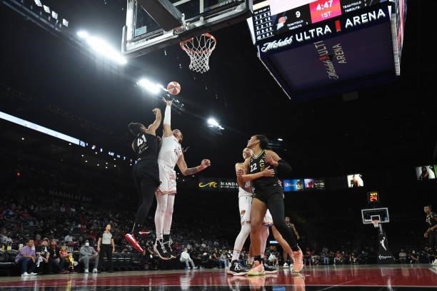 Brittney Griner of the Phoenix Mercury rebounds the ball against the Las Vegas Aces during Game Five of the 2021 WNBA Semifinals on October 8, 2021...