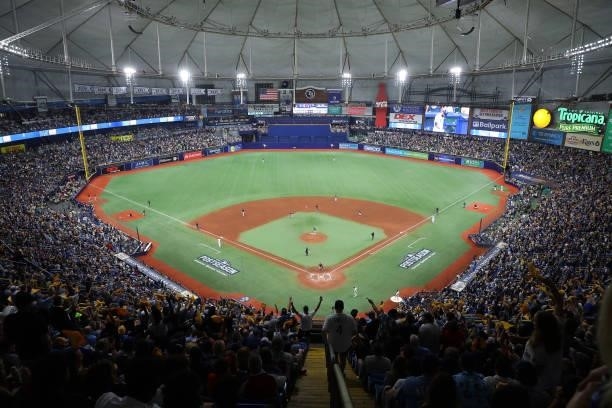 General view of the game during Game 2 of the ALDS between the Boston Red Sox and the Tampa Bay Rays at Tropicana Field on Friday, October 8, 2021 in...